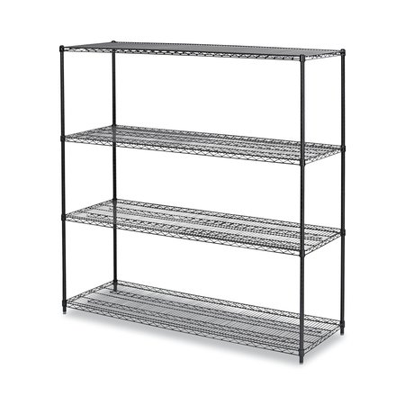 ALERA Black Anthracite Plus Wire Shelving Kit, 4 Shelves, 72" x 24" x 72" ALESW207224BA